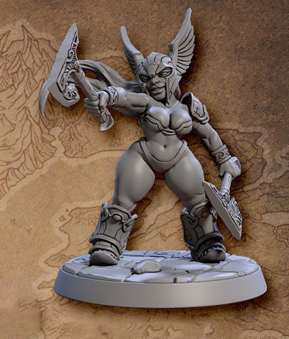 Sexy Pinup Dwarf Female Fighter | 28mm, 32mm, 54mm, 75mm Scale Resin Miniature | Dungeons and Dragons D&D 5e | Pathfinder | Artisan Guild - Only-Games