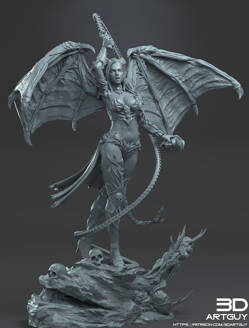 Succubus Female Demon Pinup Optional Terrain Base | Available : 50mm, 70mm, 100mm tall | Dungeons and Dragons | Pathfinder | - Only-Games