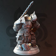 Dwarf Paladin Fighter w/ Sword Miniature | 28mm, 32mm,54mm,75mm, 100mm Scales | Roleplaying games Figure D&D 5e Pathfinder | DM Stash - Only-Games