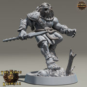 Leonin LionFolk Fighter Barbarian | 28mm, 32mm, 54mm, 75mm Scales,100mm Tall | Dungeons and Dragons D&D 5e | Pathfinder| Daybreak Miniatures - Only-Games