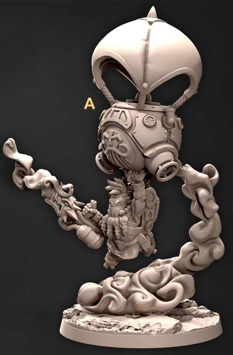 Dwarf Flying Artificer Engineer Miniatures |Dungeons & Dragons Spelljammer | 28mm,32mm,54mm Scale | Pathfinder | Wargames TTRPG |Cast N Play - Only-Games