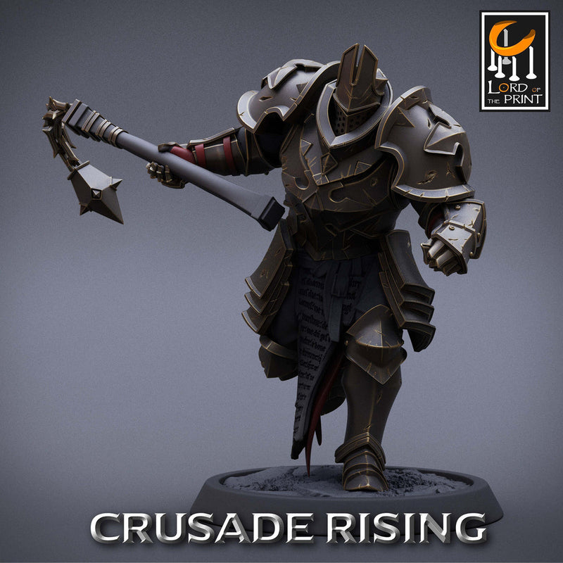 Paladin Knight Flail Templar Unpainted Miniature | 28mm, 32mm,54mm,75mm, 100mm Scales | Dungeons and Dragons |Pathfinder | Lord of The Print - Only-Games