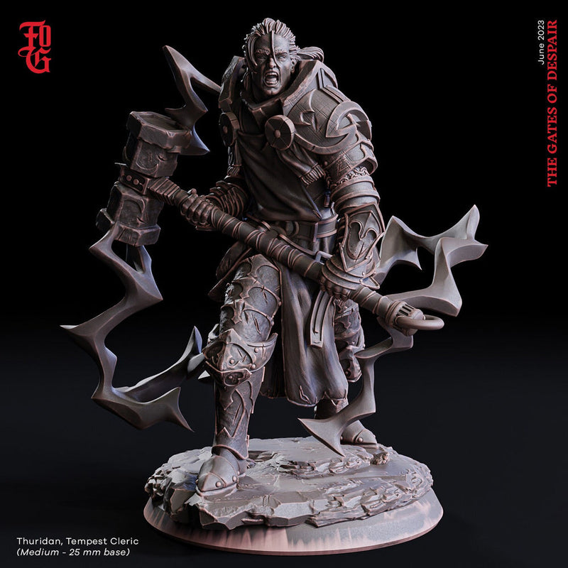 Tempest Cleric, Fighter, Paladin | 28mm, 32mm,54mm,75mm,100mm Scales | Player Character Mini | D&D 5e Pathfinder Figurine | Flesh of Gods - Only-Games