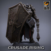 Paladin Knight Flail Templar Unpainted Miniature | 28mm, 32mm,54mm,75mm, 100mm Scales | Dungeons and Dragons |Pathfinder | Lord of The Print - Only-Games