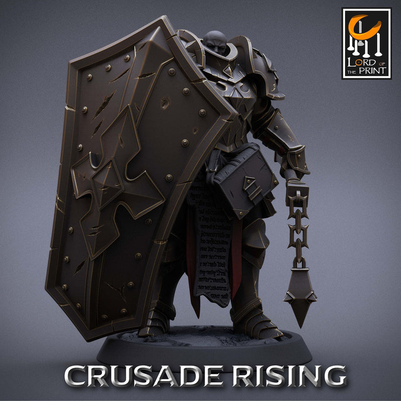 Paladin Knight Flail Templar Unpainted Miniature | 28mm, 32mm,54mm,75mm, 100mm Scales | Dungeons and Dragons |Pathfinder | Lord of The Print - Only-Games
