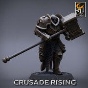 Paladin Knight Hammer Templar Unpainted Miniature | 28mm, 32mm,54mm,75mm, 100mm Scales | Dungeons and Dragons |Pathfinder |Lord of The Print - Only-Games