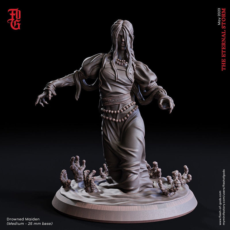 Undead Drowned Maiden, Ghost, Banshee, Specter | 28mm, 32mm,54mm, 75mm Scale Resin Miniature | Flesh of Gods | Dungeons and Dragons | - Only-Games
