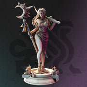 Pinup Female Elf Druid Staff and Scimitar Miniature | 28mm, 32mm,54mm,75mm, 100mm Scales | Dungeons and Dragons  5E | DM Stash - Only-Games