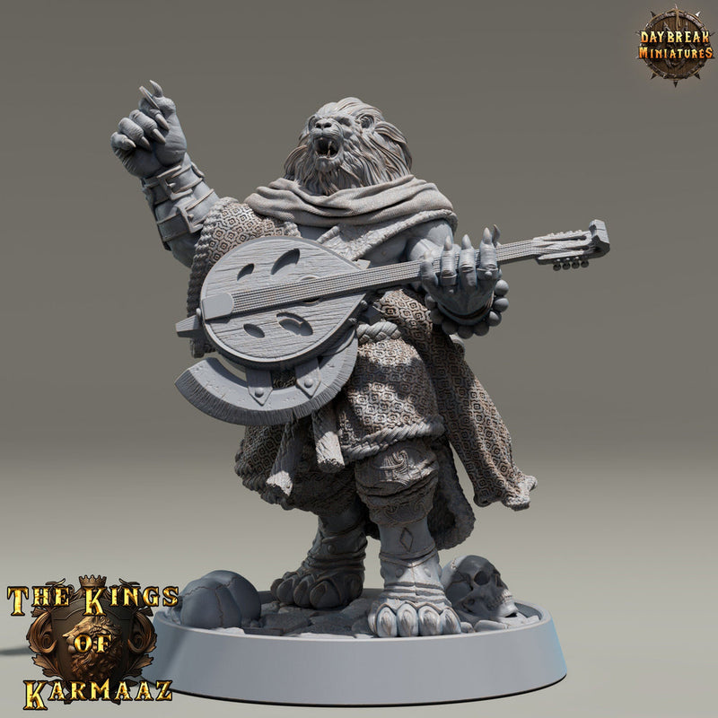 Leonin LionFolk Bard | 28mm, 32mm, 54mm, 75mm Scales,100mm Tall | Dungeons and Dragons D&D 5e | Pathfinder| Daybreak Miniatures - Only-Games