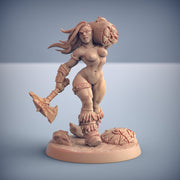 Sexy Pinup (NSFW also) Human Female Barbarian Fighter | 28mm, 32mm, 54mm, 75mm Scale Miniature | Dungeons and Dragons | Artisan Guild - Only-Games