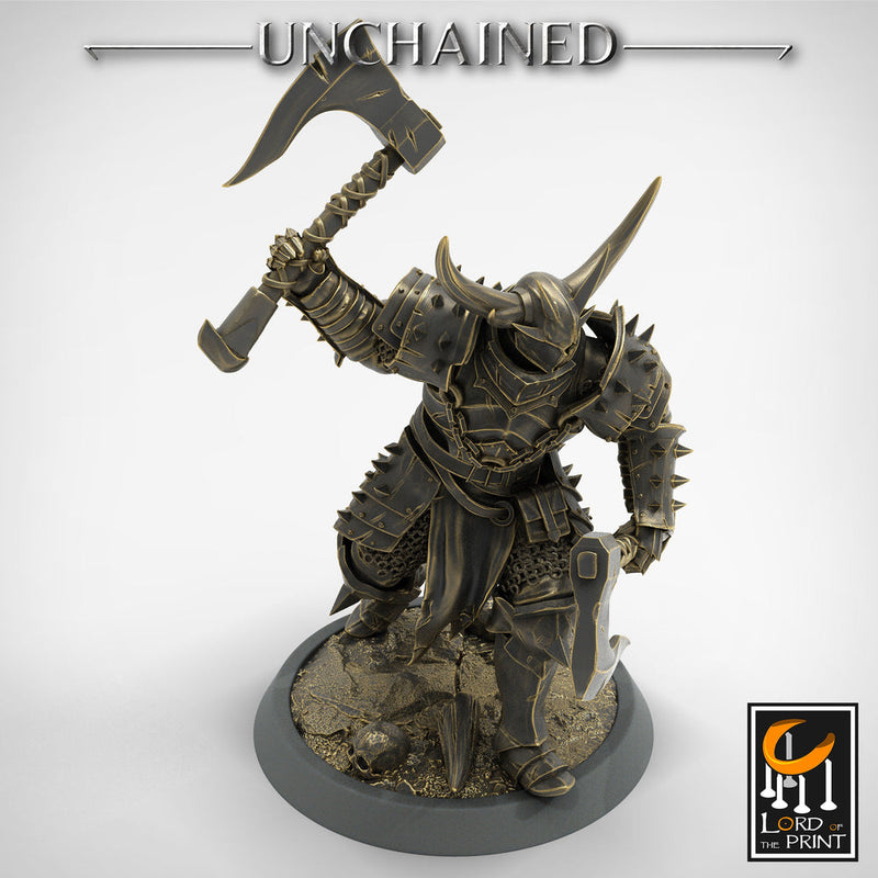 Fighter Dual Axes, Light Soldier, Oathbreaker Paladin, Unpainted Miniature| 28mm, 32mm,54mm,75mm,100mm Scales |Dungeons & Dragons Pathfinder - Only-Games