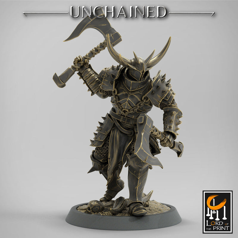 Fighter Dual Axes, Light Soldier, Oathbreaker Paladin, Unpainted Miniature| 28mm, 32mm,54mm,75mm,100mm Scales |Dungeons & Dragons Pathfinder - Only-Games
