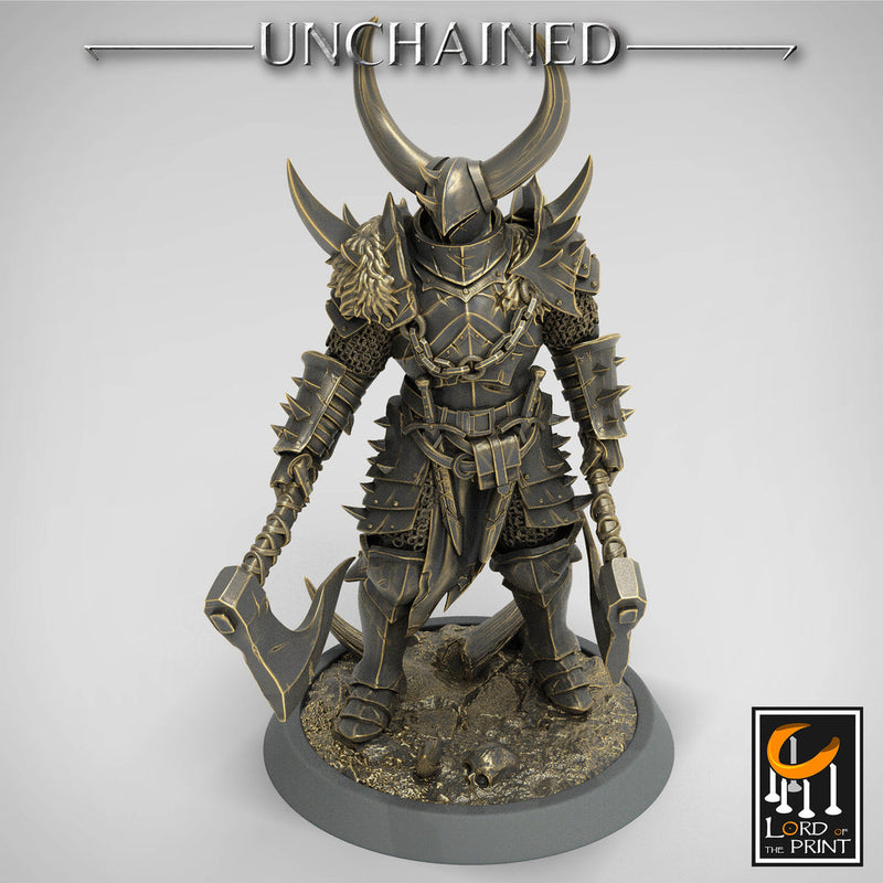 Fighter Dual Axes, Light Soldier, Oathbreaker Paladin, Unpainted Miniature| 28mm, 32mm,54mm,75mm,100mm Scales |Dungeons & Dragons Pathfinder - Only-Games