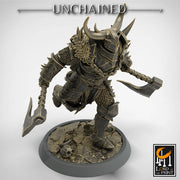 Fighter Dual Axes, Light Soldier, Oathbreaker Paladin, Unpainted Miniature| 28mm, 32mm,54mm,75mm,100mm Scales |Dungeons & Dragons Pathfinder - Only-Games