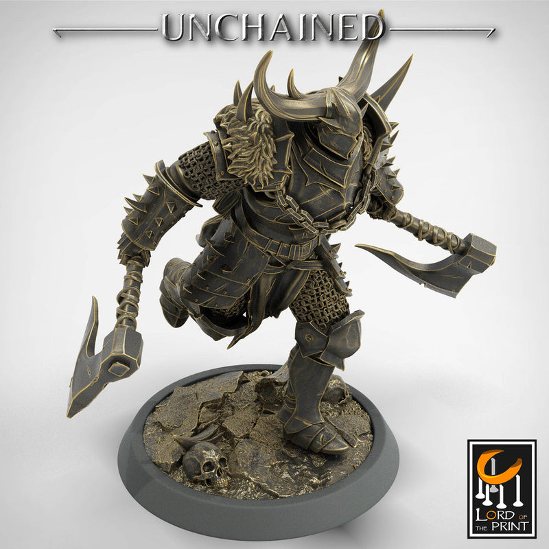 Fighter Dual Axes, Light Soldier, Oathbreaker Paladin, Unpainted Miniature| 28mm, 32mm,54mm,75mm,100mm Scales |Dungeons & Dragons Pathfinder - Only-Games