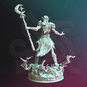 Half Elf Druid Circle of Stars, Moon with Staff Miniature | 28mm, 32mm,54mm,75mm, 100mm Scales | Dungeons and Dragons  5E | DM Stash - Only-Games