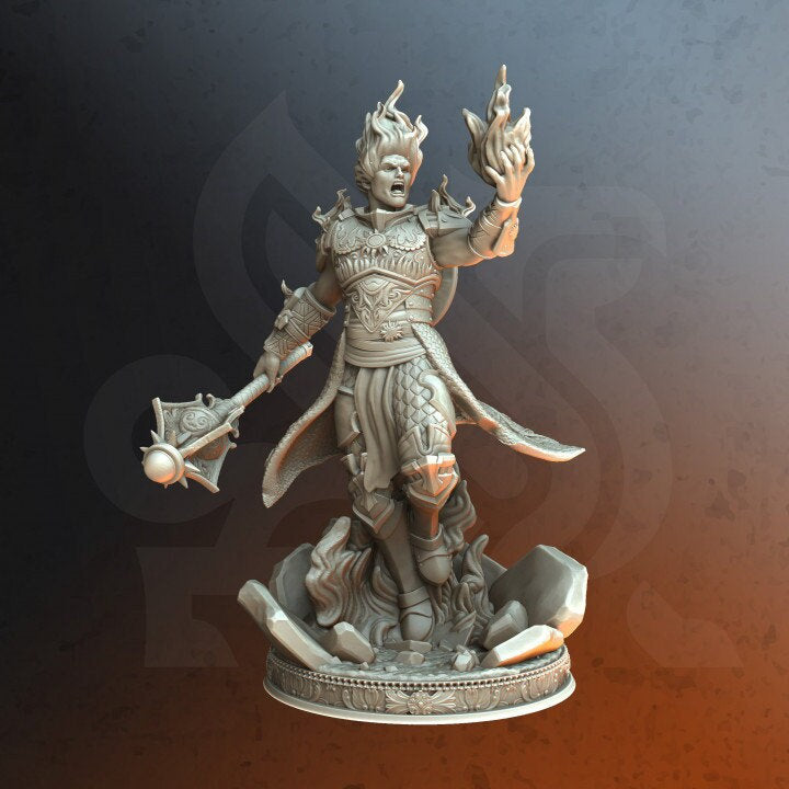 Human Light Domain Cleric Paladin Mace. Unpainted Miniature | 28mm, 32mm,54mm,75mm,100mm Scales | Dungeons and Dragons Pathfinder | DM Stash - Only-Games