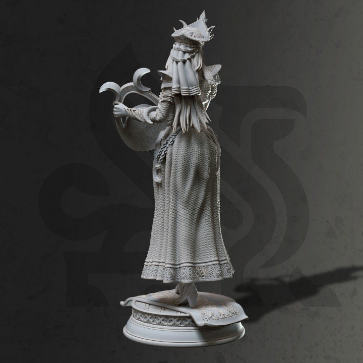 Female Elf Bard, Half-Elf, Eladrin Unpainted Miniature | 28mm, 32mm,54mm,75mm, 100mm Scales | Dungeons and Dragons 5E | DM Stash - Only-Games