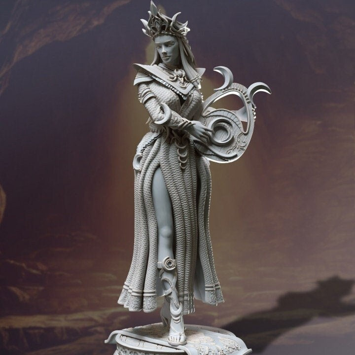 Female Elf Bard, Half-Elf, Eladrin Unpainted Miniature | 28mm, 32mm,54mm,75mm, 100mm Scales | Dungeons and Dragons 5E | DM Stash - Only-Games