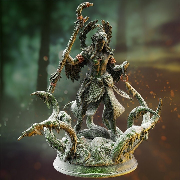 Male Elf Druid Circle of Land with Staff Miniature | 5 Sizes /Scales | Dungeons and Dragons - Only-Games