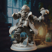 Dwarf Alchemist Artificer | Miniature | 28mm, 32mm, 54mm, 75mm Scales | Pathfinder Figure | DnD | Figurine unpainted | - Only-Games