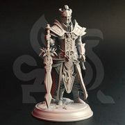 Elf Tiefling Paladin Fighter | Miniature | 28mm, 32mm, 54mm, 75mm, 100mm Scales | Pathfinder Figure | DnD | Figurine unpainted | - Only-Games