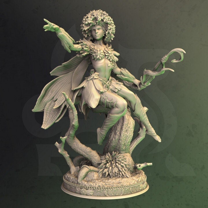 Female Fey Druid, Dryad PC / NPC Miniature | 28mm, 32mm, 54mm,75mm, 100mm Scales | Pathfinder Figure | DnD | Figurine unpainted | - Only-Games