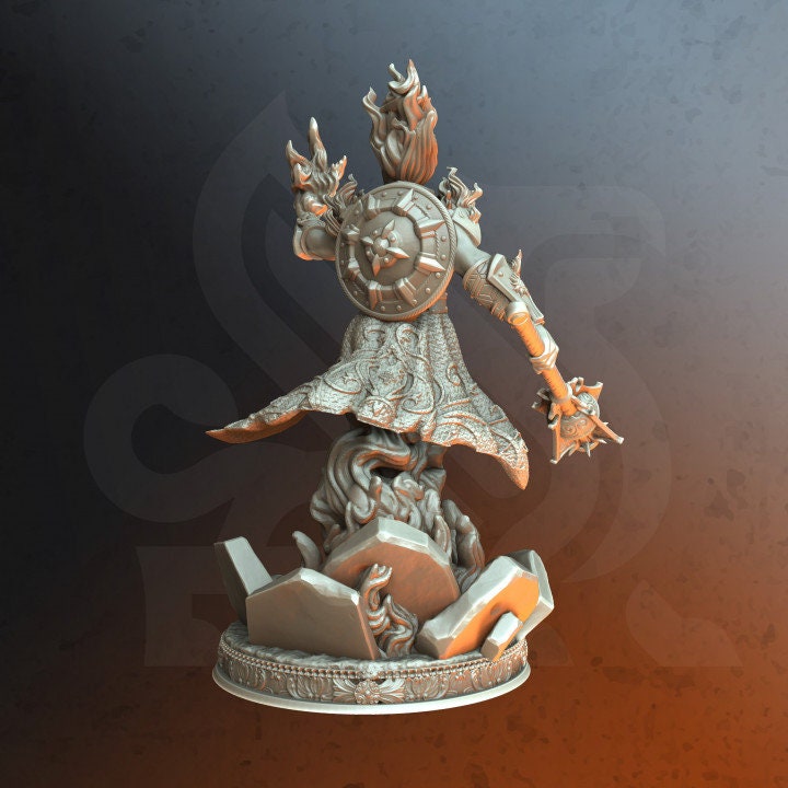 Human Light Domain Cleric Paladin Mace. Unpainted Miniature | 28mm, 32mm,54mm,75mm,100mm Scales | Dungeons and Dragons Pathfinder | DM Stash - Only-Games