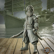 Swashbuckler Pirate Captain Fighter | Sea encounter | 28mm, 32mm,54mm,75mm,100mm Scales | Player Character Mini -D&D 5e Pathfinder Figurine - Only-Games