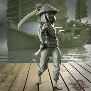 Swashbuckler Pirate Fighter with Sword | Sea encounter | 28mm, 32mm,54mm,75mm,100mm Scales | Player Character D&D 5e Pathfinder Figurine - Only-Games