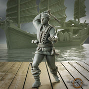 Swashbuckler Pirate Rogue Thrown Daggers | Sea encounter | 28mm, 32mm,54mm,75mm,100mm Scales | Player Character D&D 5e Pathfinder Figurine - Only-Games