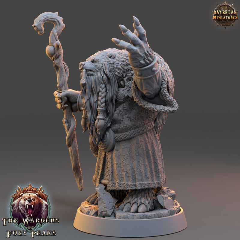 BearFolk Werebear Druid, Cleric  Scales: 28mm, 32mm,54mm,75mm | D&D 5e Megaboss | Dungeons and Dragons | Pathfinder | Daybreak Miniatures - Only-Games