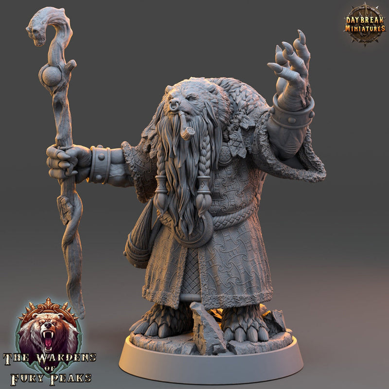 BearFolk Werebear Druid, Cleric  Scales: 28mm, 32mm,54mm,75mm | D&D 5e Megaboss | Dungeons and Dragons | Pathfinder | Daybreak Miniatures - Only-Games