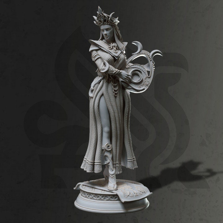 Female Elf Bard, Half-Elf, Eladrin Unpainted Miniature | 28mm, 32mm,54mm,75mm, 100mm Scales | Dungeons and Dragons 5E | DM Stash - Only-Games