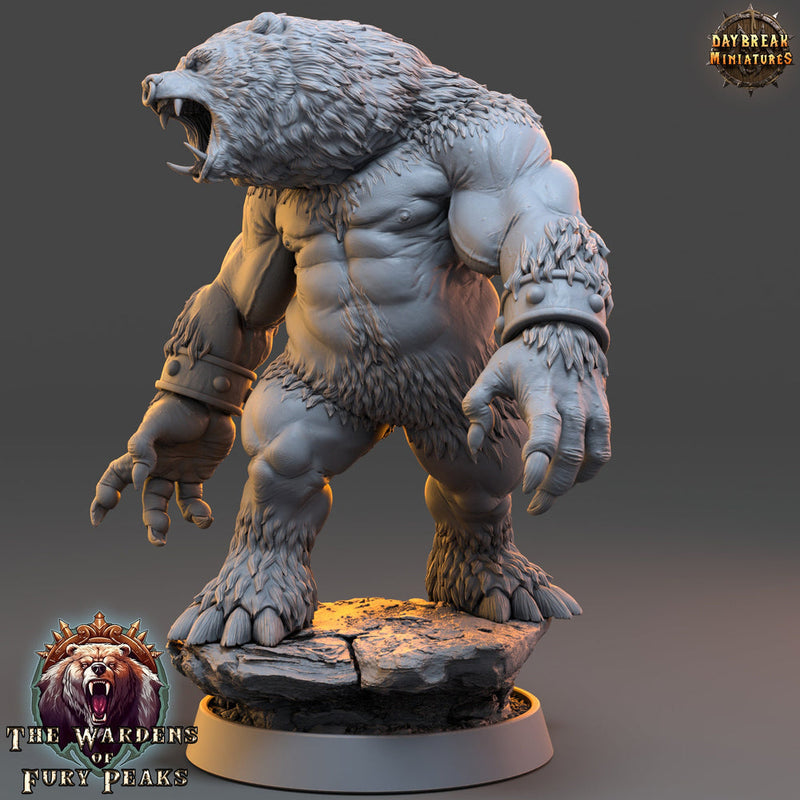 BearFolk Werebear Humanoid  Scales: 28mm, 32mm,54mm,75mm | D&D 5e Megaboss | Dungeons and Dragons | Pathfinder | Daybreak Miniatures - Only-Games