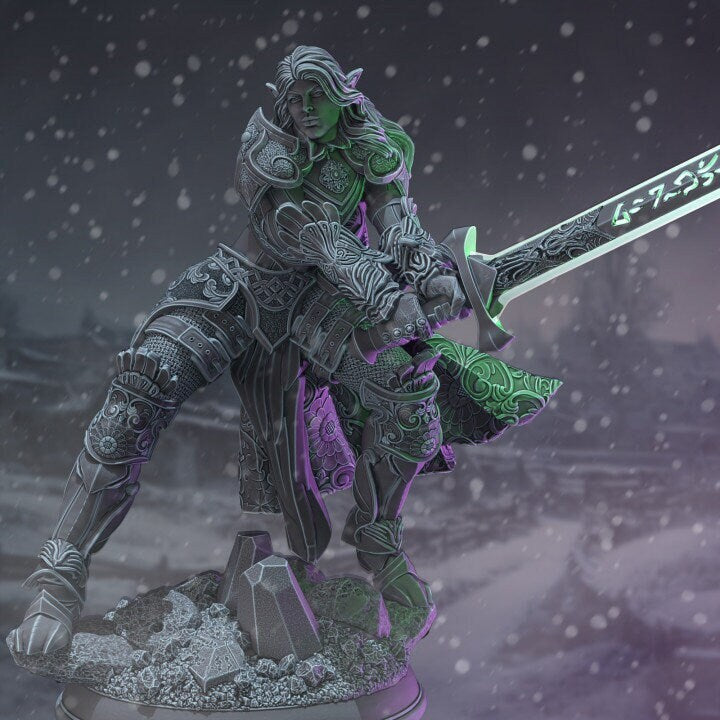 Female High Elf Paladin Fighter Spell blade, Moon Elf,  Eladrin Miniature | 28mm, 32mm,54mm,75mm, 100mm Scales | Dungeons and Dragons  5E - Only-Games