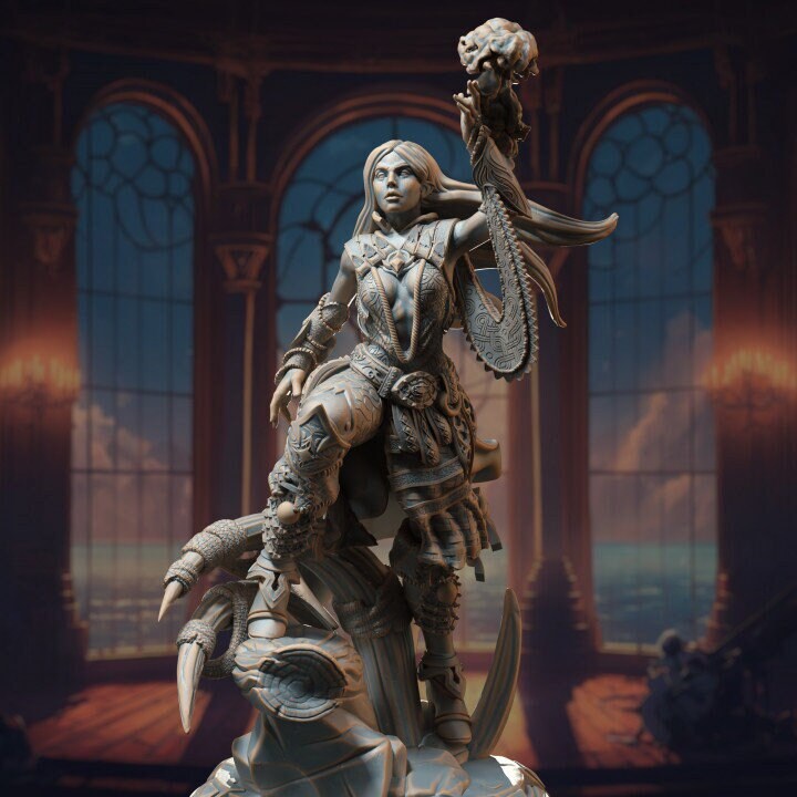 Human Female Noble Sorcerer, Wizard, Cleric | Miniature | 28mm, 32mm, 75mm, 100mm Scales | Pathfinder Figure | DnD | Figurine unpainted - Only-Games
