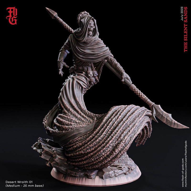 Desert Wraith Incorporeal Undead Lich Monster Miniature | 28mm,32mm,54mm,75mm,100mm Scale | Figurine D&D 5e | Flesh of Gods - Only-Games