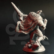 Half-Orc Paladin Fighter Cavalier with Lance | Miniature | 28mm, 32mm, 75mm, 100mm Scales | Pathfinder Figure | DnD | Figurine unpainted | - Only-Games