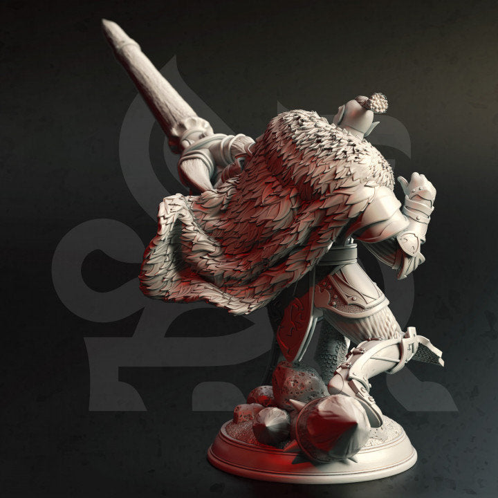 Half-Orc Paladin Fighter Cavalier with Lance | Miniature | 28mm, 32mm, 75mm, 100mm Scales | Pathfinder Figure | DnD | Figurine unpainted | - Only-Games