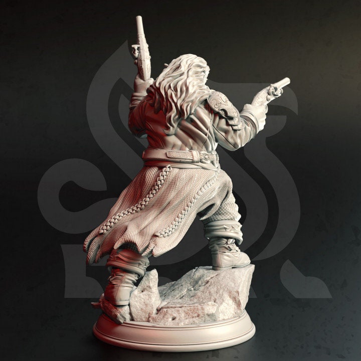 Gnome Gunslinger Fighter Artificer | Unpainted Miniature | 28mm,32mm,54mm,75mm,100mm Scales | Pathfinder Figure | DnD Figurine | DM Stash - Only-Games