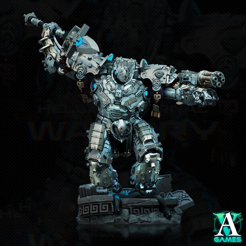 Sci-Fi Heavy Terminator Battle Mech Knight Miniature | 32mm, 40mm, 50mm, 65mm 80mm BASE SIZES | Resin Unpainted | Sci-fi Archvillain Games - Only-Games