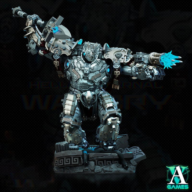 Sci-Fi Heavy Terminator Battle Mech Knight Miniature | 32mm, 40mm, 50mm, 65mm 80mm BASE SIZES | Resin Unpainted | Sci-fi Archvillain Games - Only-Games