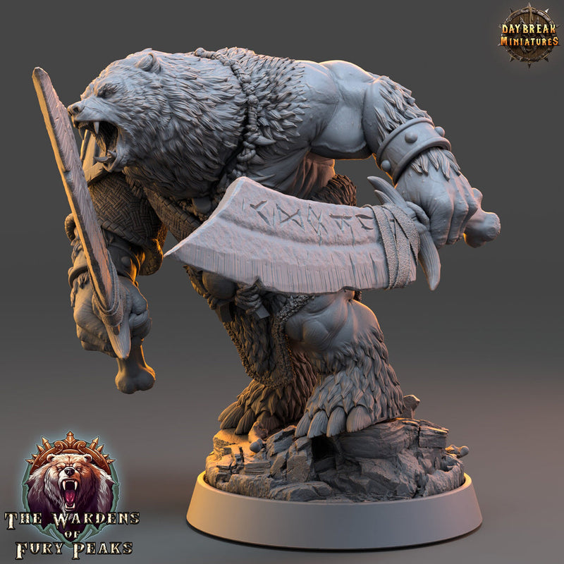 BearFolk Fighter Werebear Humanoid/ 4 sizes /Scales | D&D 5e Megaboss| Pathfinder | Daybreak Miniatures - Only-Games