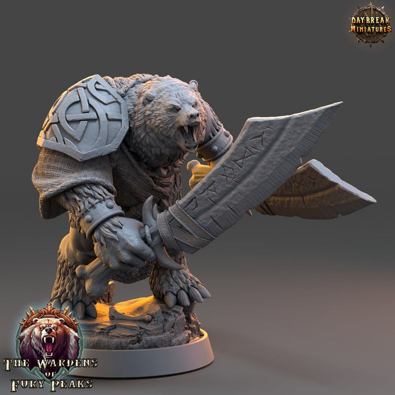 BearFolk Fighter Werebear Humanoid/ 4 sizes /Scales | D&D 5e Megaboss| Pathfinder | Daybreak Miniatures - Only-Games