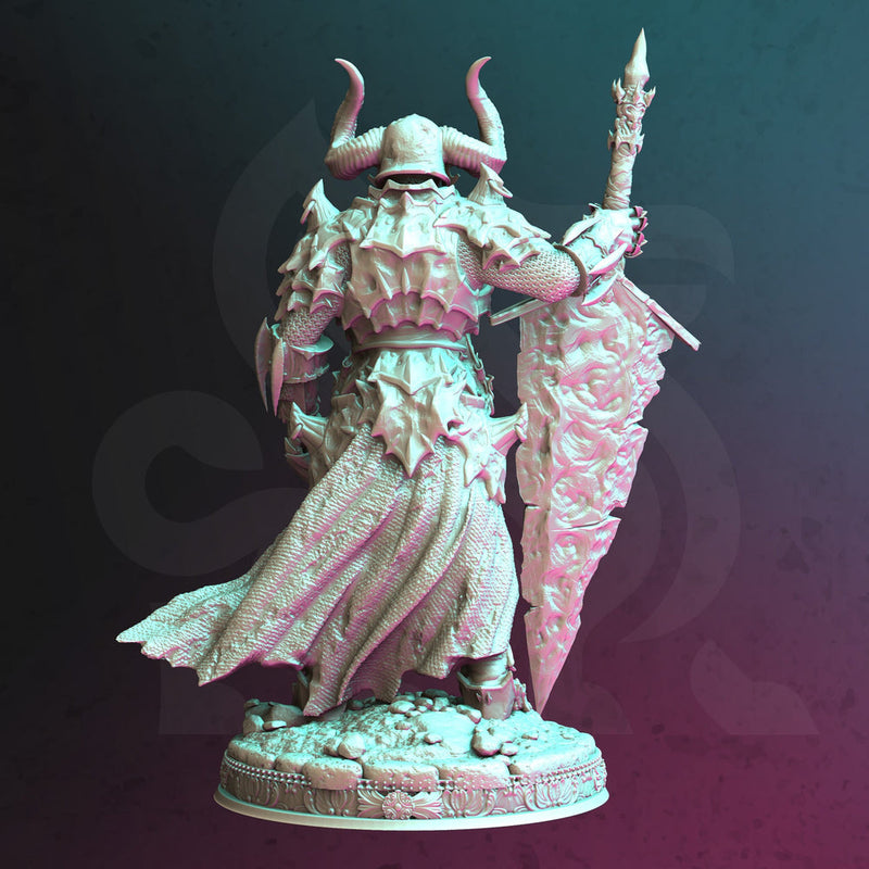 Death Knight, Oathbreaker Paladin, Warlock Hexblade | Unpainted Miniature | 28mm,32mm, 54mm 75mm, 100mm Scales | Pathfinder Figure | DnD | | - Only-Games