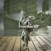 Swashbuckler Pirate Fighter Polearm Lance | Sea encounter | 28mm, 32mm,54mm,75mm,100mm Scales | Player Character D&D 5e Pathfinder Figurine - Only-Games