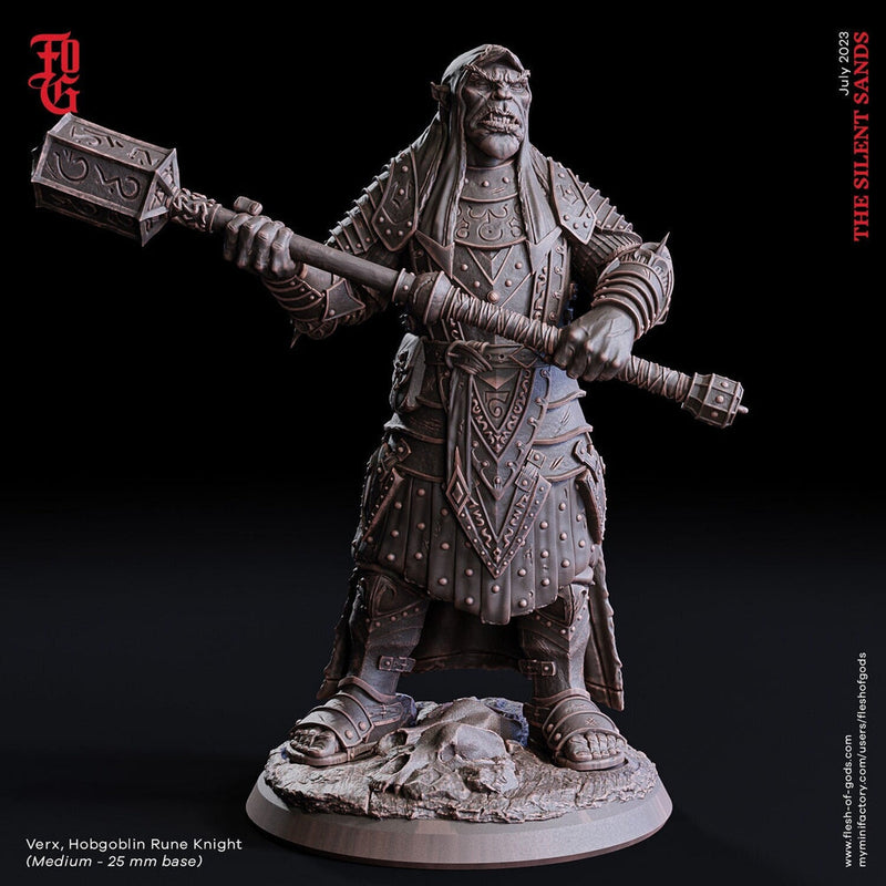 Half-Orc Fighter Rune Knight Cleric | 28mm, 32mm,54mm,75mm,100mm Scales | Player Character Mini | D&D 5e Pathfinder Figurine | Flesh of Gods - Only-Games