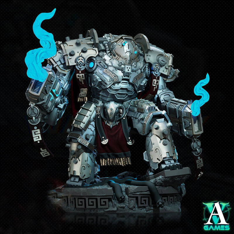 Sci-Fi Heavy Terminator Battle Mech Knight Miniature | 32mm, 40mm, 50mm, 65mm 80mm BASE SIZES | Resin Unpainted | Sci-fi Archvillain Games - Only-Games