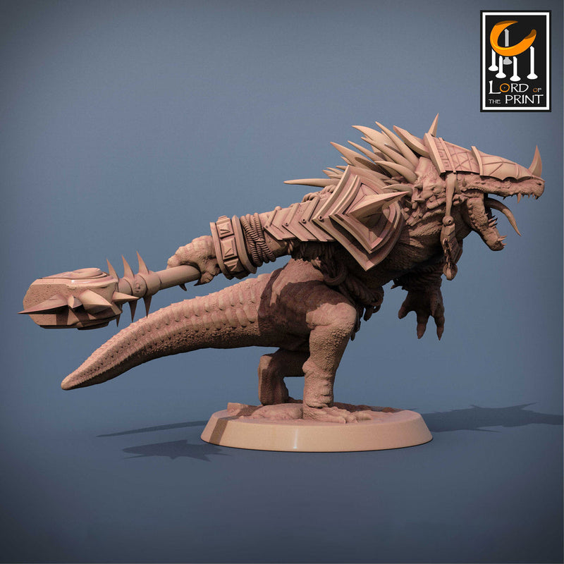 Lizardfolk Lizardman Warrior | 28mm, 32mm,75mm Scales | Dungeons and Dragons | Unpainted Figure | Mammoth Factory - Only-Games